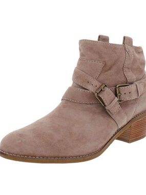 Cole Haan Jensynn Bootie Stone Taupe Suede Ankle Boots Buckle Heel Womens 10.5